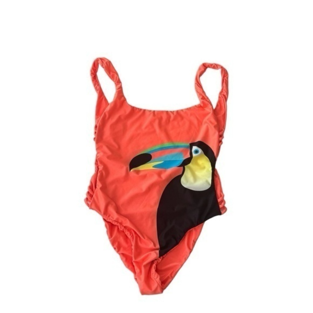 NWT Kenny Flowers Watercolors Orange‎ The Rio Reversible Tucan Swimsuit